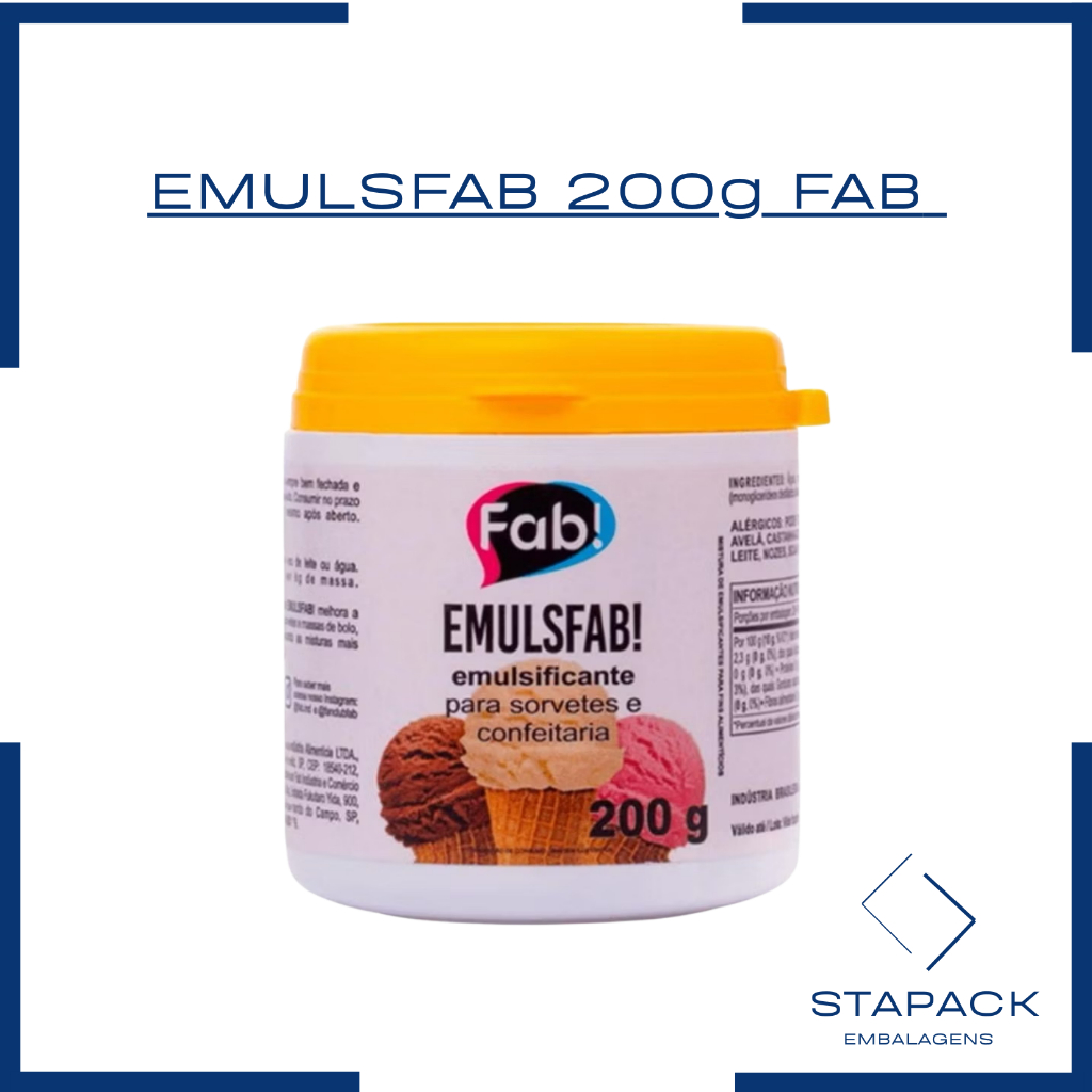 1~5un EMULSIFICANTE FAB 200G EMULSFAB (IDEAL PARA SORVETES E CONFEITARIA) em Oferta na Shopee