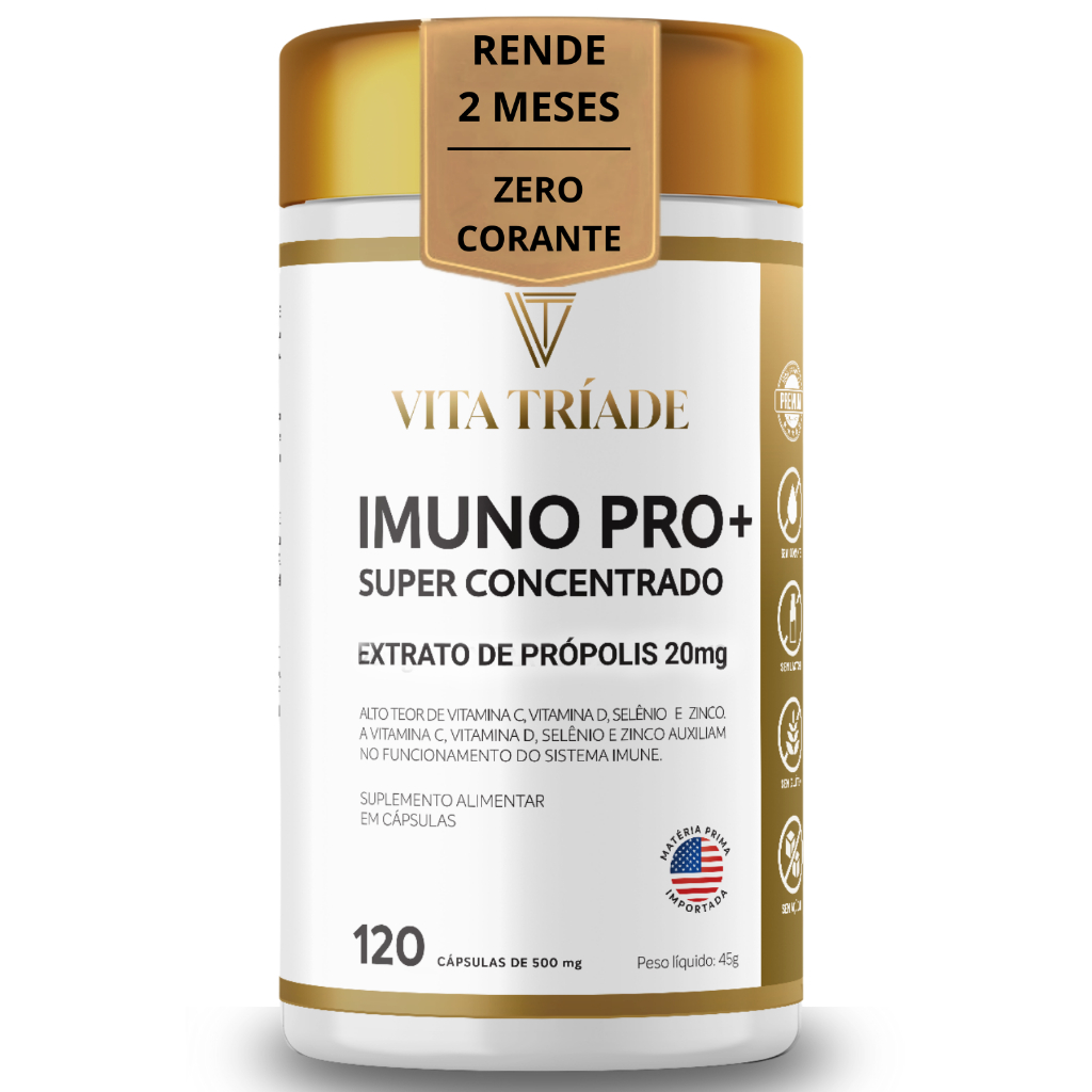 Suplemento para Imunidade Vitamina D3 2000 UI, Vit C, Zinco, Selênio e Propolis Verde – 120 capsulas