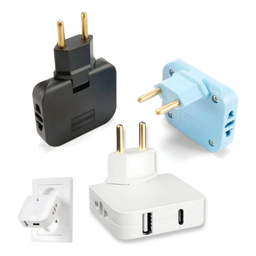 Benjamin T Articulado Tomada Universal 10a 2 Entradas Adaptador Com Usb C Usb Carregamento Rápido