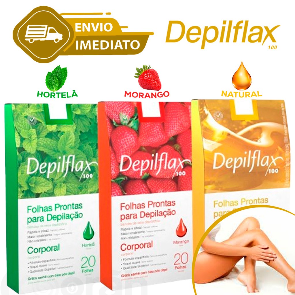 Kit C/20 Folhas Prontas de Cera Depilatória Corporal Facial Depiflax Não Cristaliza Envio Imediato em Oferta na Shopee
