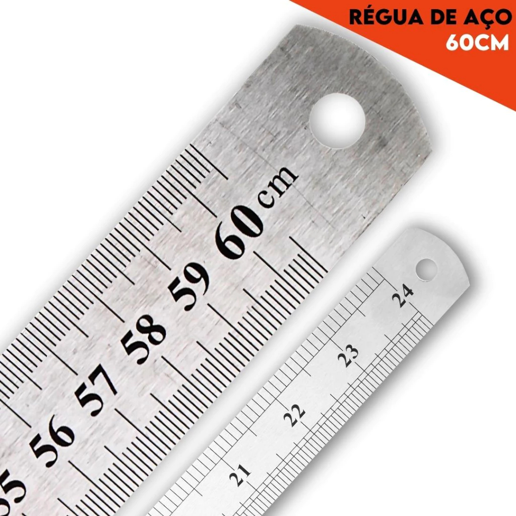 Régua de Metal Aço Inox 60cm 24 Polegadas Patchwork/Artesanato/Projetista/Profissional