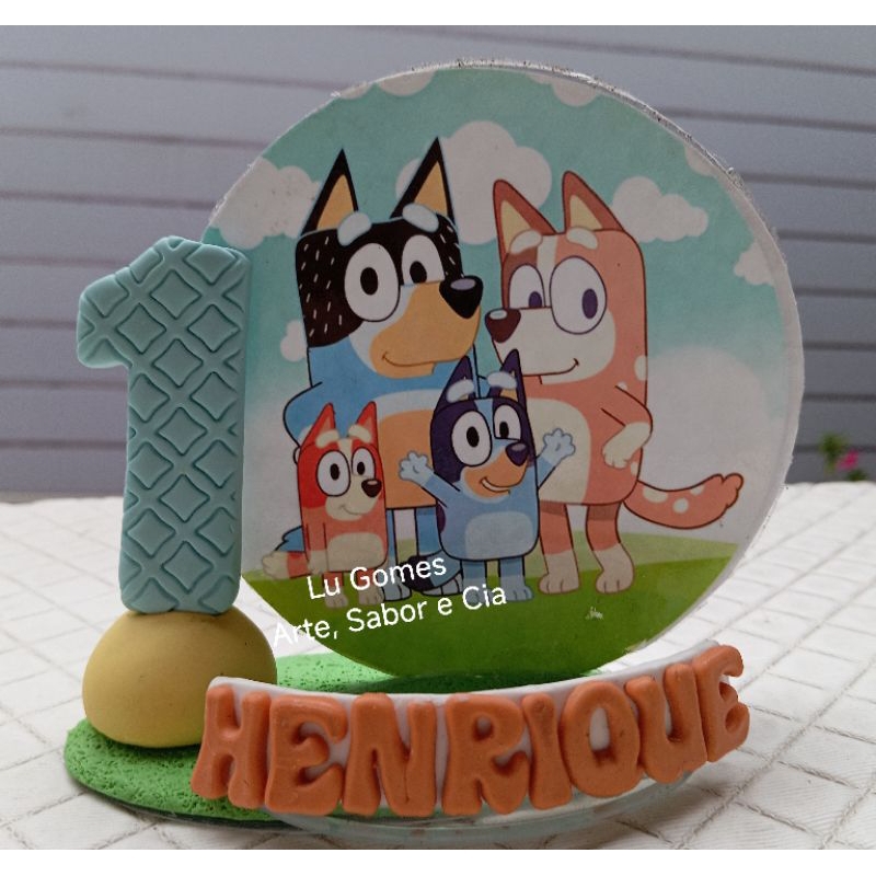 Vela PAINEL  DOG BLUE ( 9 cm) TOPO DE BOLO FESTA ANIVERSÁRIO-LEMBRANCINHAS FESTA BLUEY -Fazemos todos os Temas.