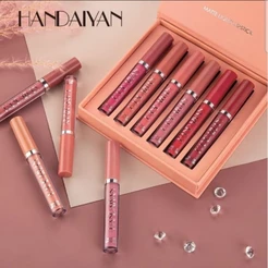 Paleta kit Completo ou Batom Matte Lip Gloss Longa Duração Handaiyan Kits com 6 peças