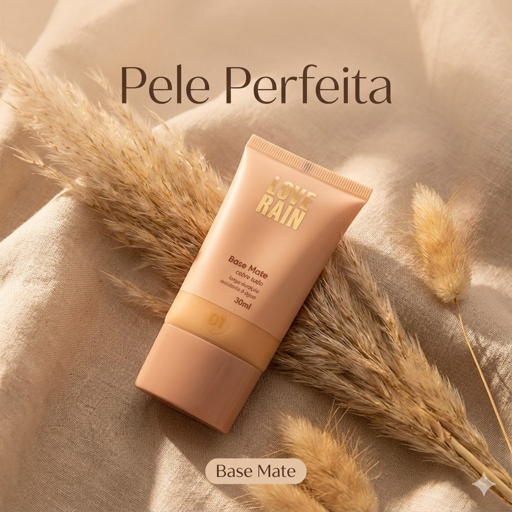 Base líquida Matte Alta Cobertura a Prova D’água Love Rain