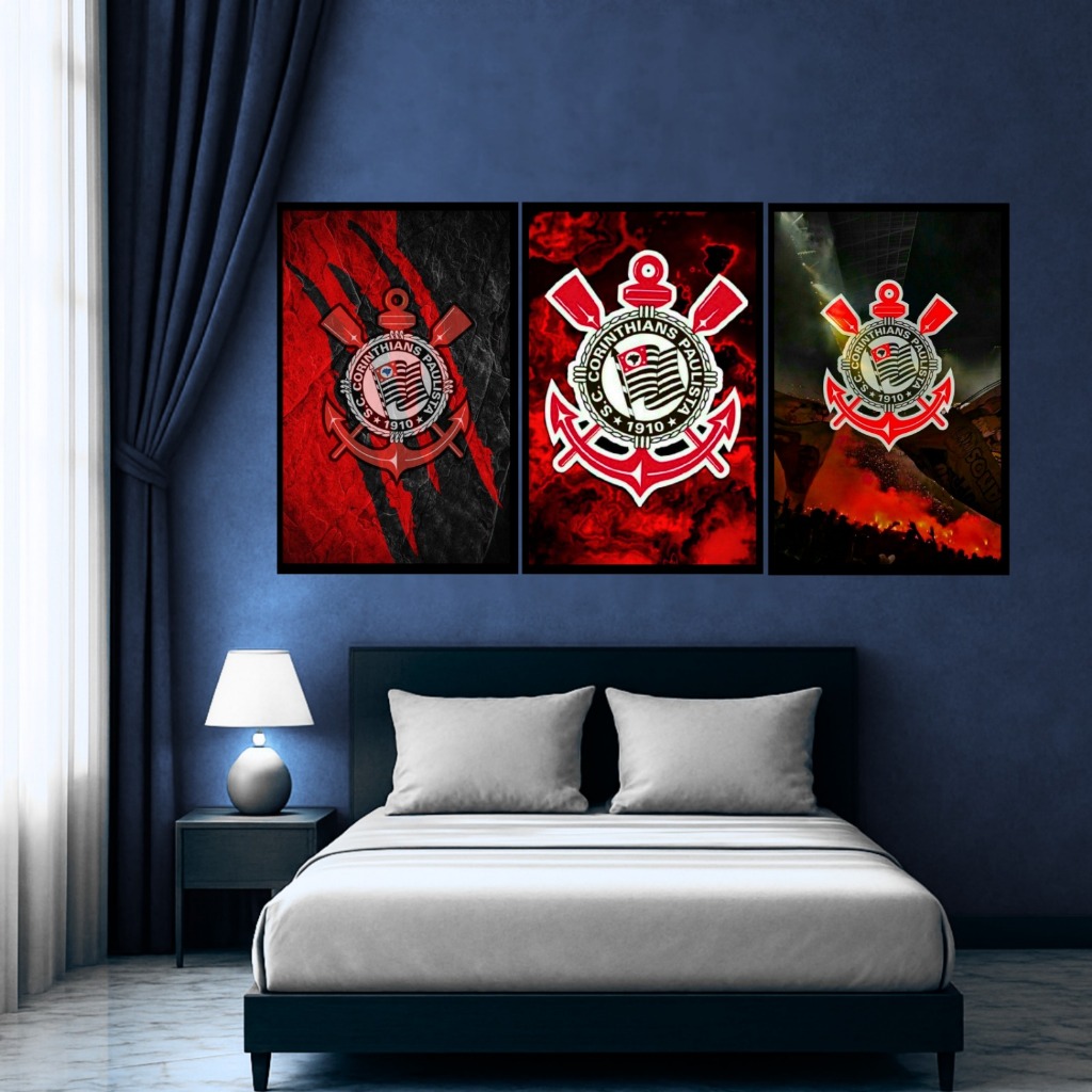Quadros decorativos Trio Corinthians - timao gavioes da fiel - full hd premium hall grande em Oferta na Shopee