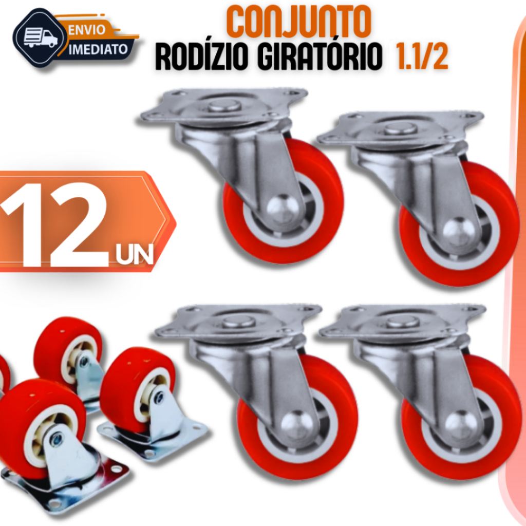 Rodinhas Rodas Rodizio Giratório  Reforçado 1.1/2 Polegadas Anti Risco Para Moveis Variáveis
