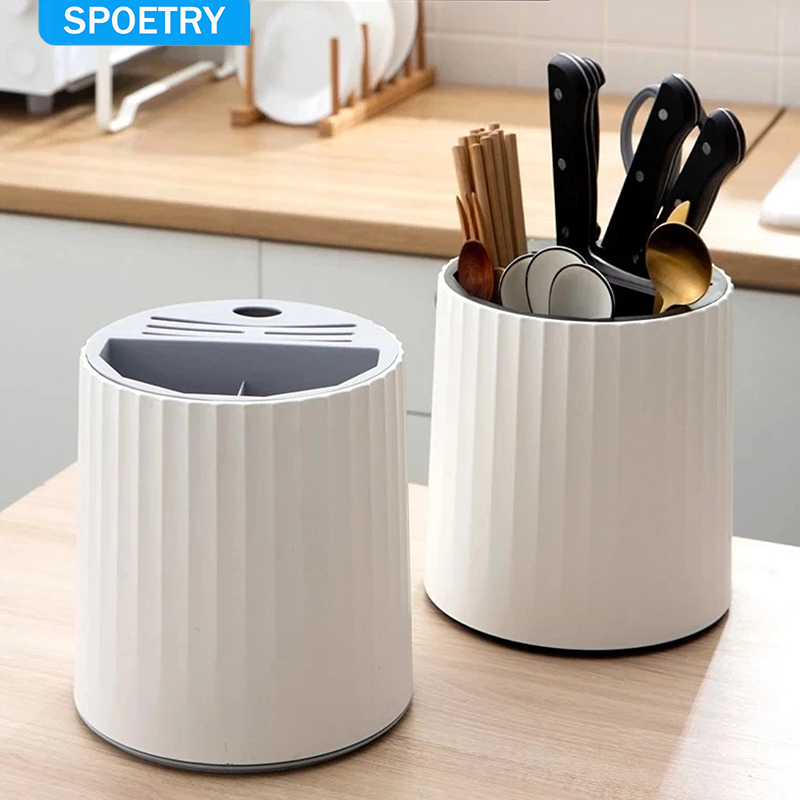 Porta Utensílios De Cozinha 360 Graus Giratório Organizador de Talheres Facas Garfos Colheres porta-facas