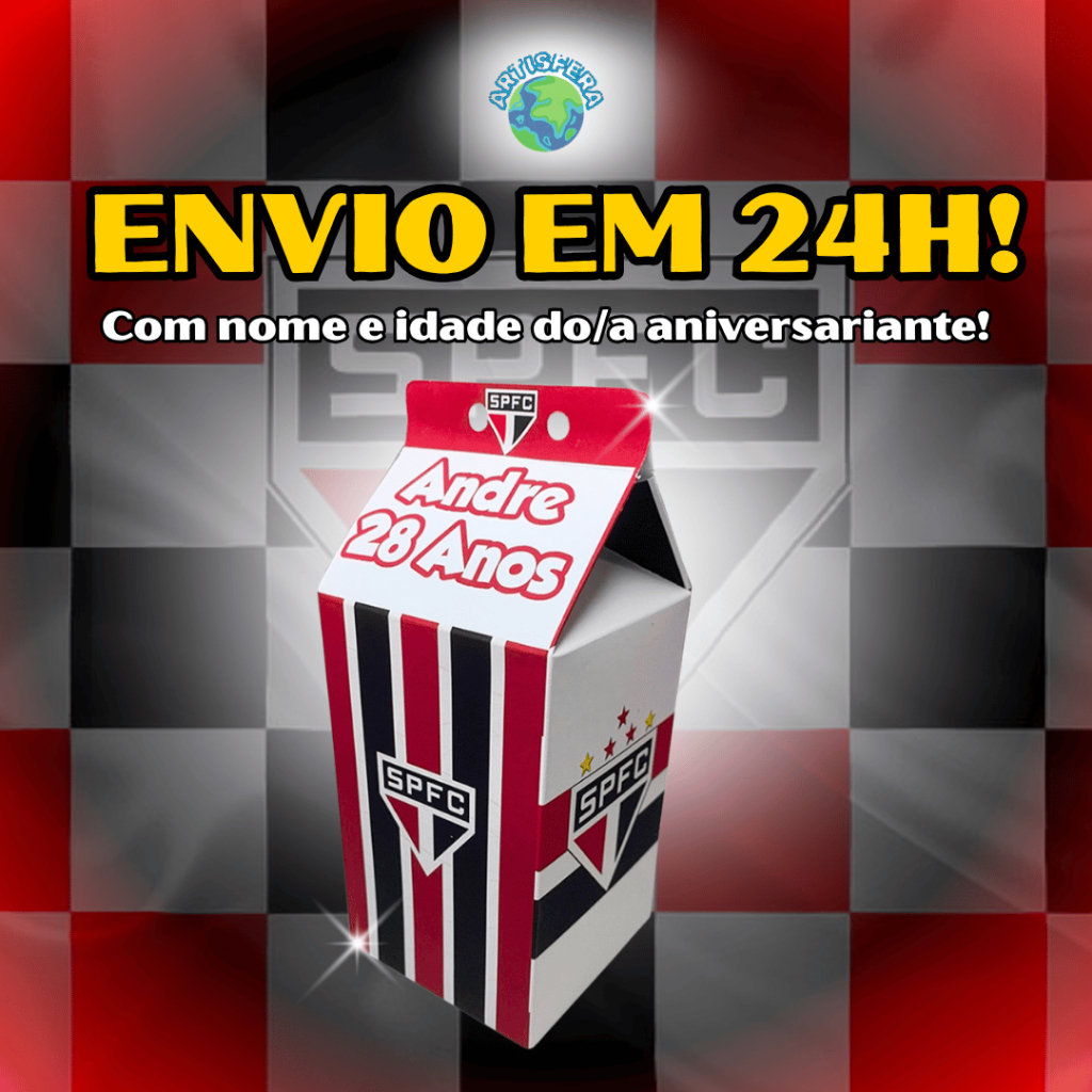 Caixinhas Surpresa São Paulo FC Milk Personalizada Com Nome BRILHANTE Para Festas de Aniversario Lembrancinha