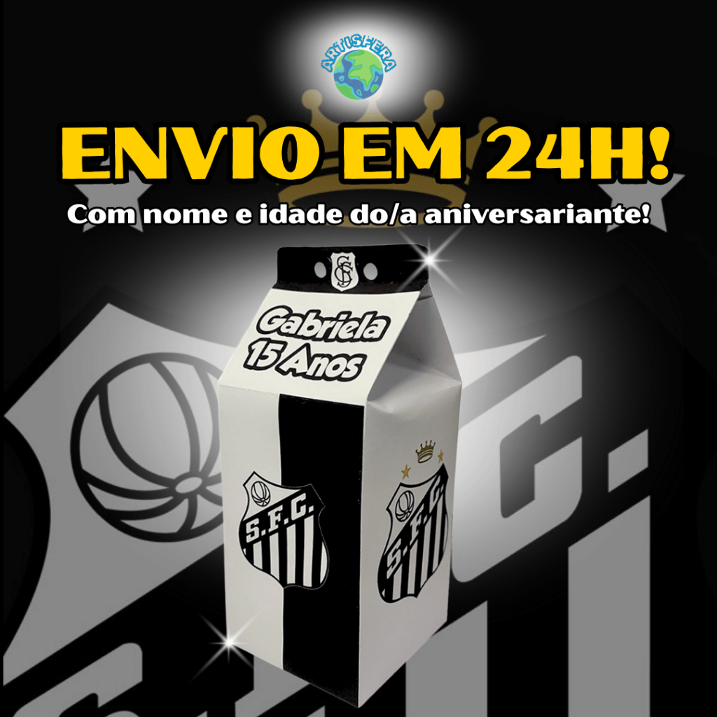 Caixinhas Surpresa Santos FC Personalizada Com Nome e Idade Para Festas de Aniversario e Lembrancinha Doces e Balas