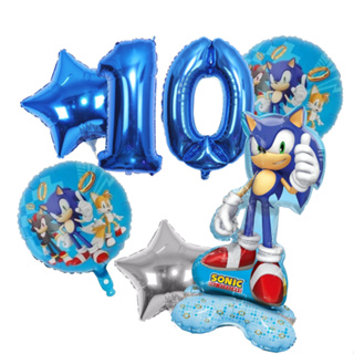 Kit 6 Balão Sonic Centro + Balão Redondo + Estrela + Número em Oferta na Shopee