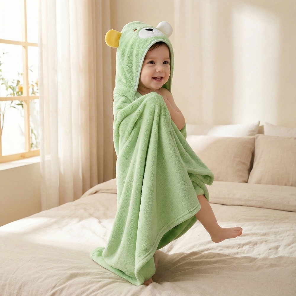 🔥Toalha De Banho Bebê Capuz Roupão Infantil Recém Nascido Criança Bichinho Bordado Absorvente 80 x 80cm