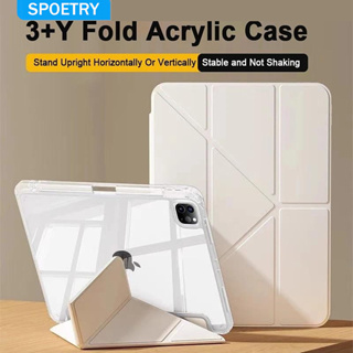 Capa Y dobrar HD acrílica com slot para caneta Para Tablet IPAD 9 8 7 AIR 3 A16 10 geração 10.2 10.5 em Oferta na Shopee