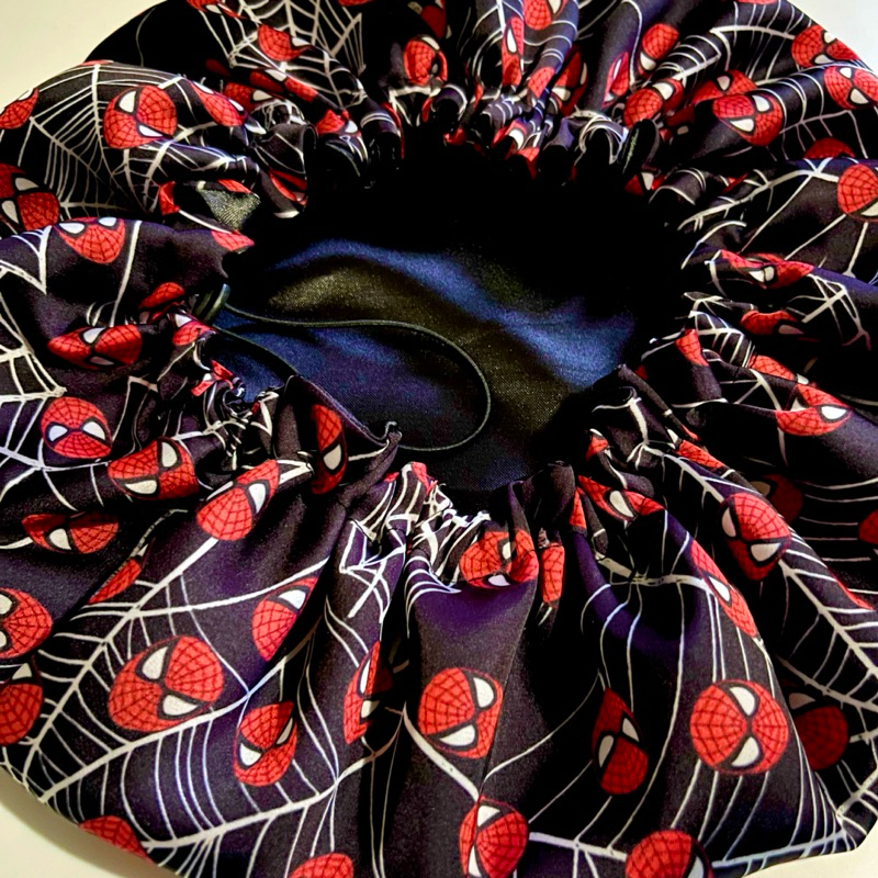 Touca de Cetim Gloss Estampada Aranha Ajustável Dupla Face Premium Antifrizz Dormir