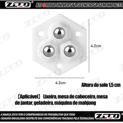 ZCCO Kit C/4 Rodízio Rodinha Esférico Movimentador Móvel Esferas