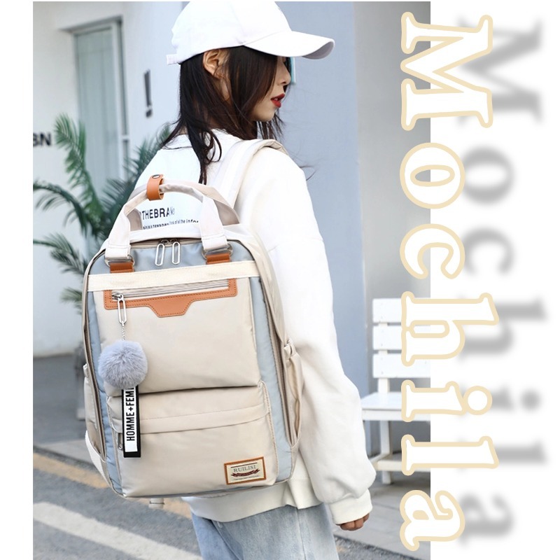 Mochila Bolsa Feminina À Prova D'água Bolsa Casual De Poliéster Para Universidade Escola E Viagem