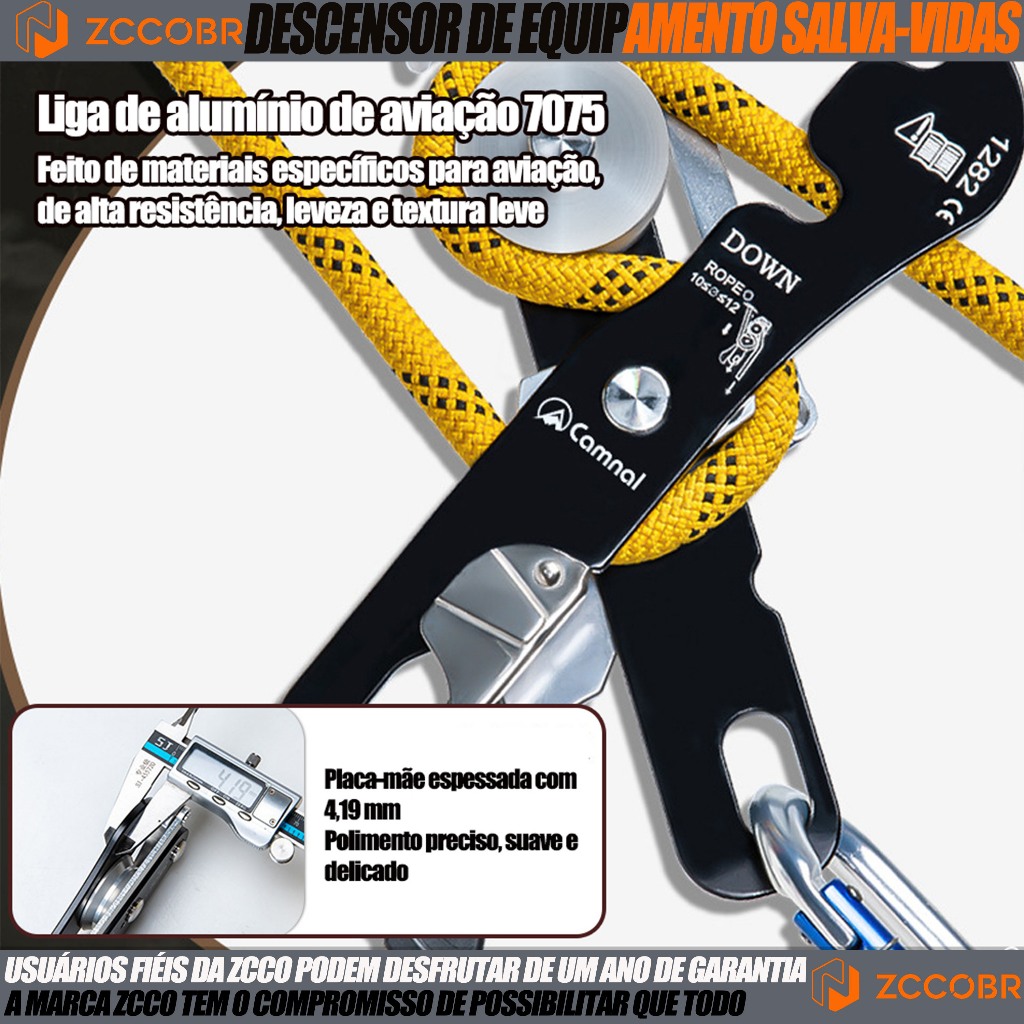 ZCCOBR Bloqueador Descensor Autoblocante Para 9-12mm Anti-pânico