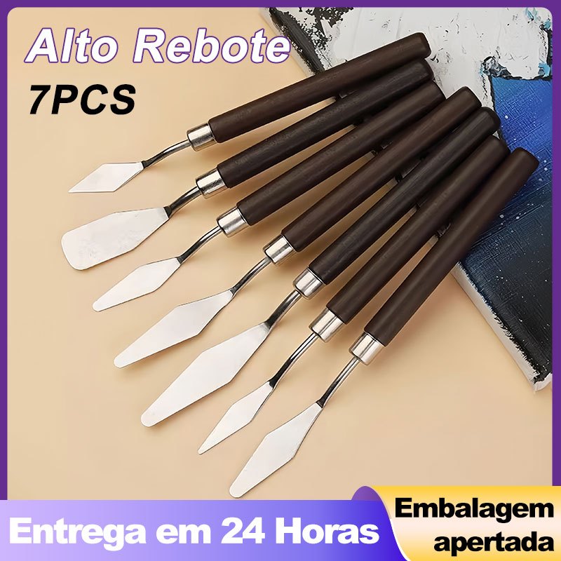 Conjunto de 7 Facas de Aço Inoxidável para Pintura a Óleo - Espátula de Artista, Facas de Paleta, Raspador