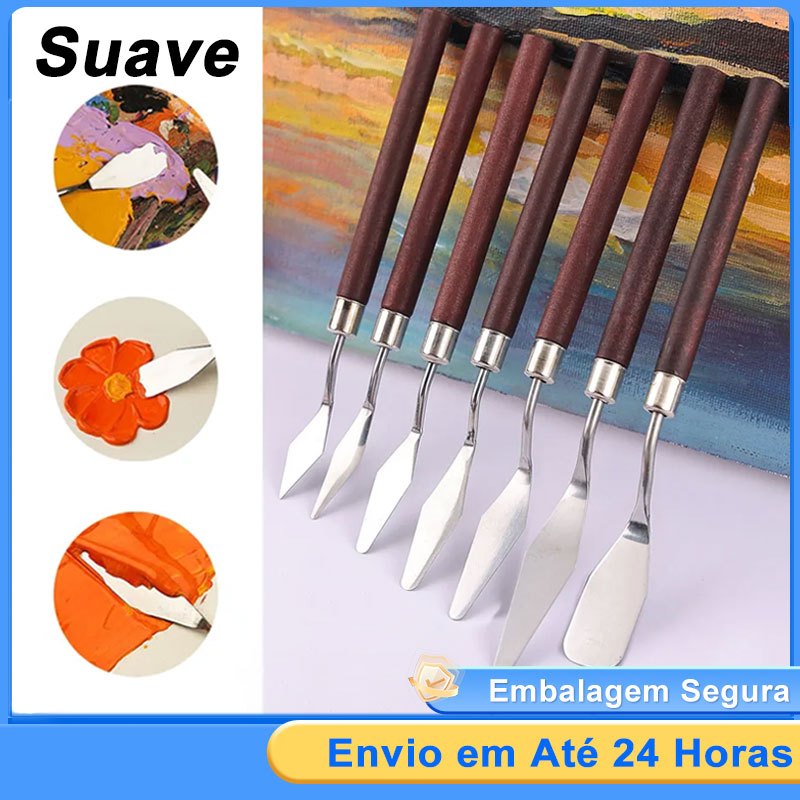 Kit 7 Espátulas De Aço Inoxidável Para Pintura A Óleo Aço Inoxidável  Ferramentas De Desenho em Oferta na Shopee