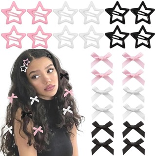 24 Peças Grampos De Cabelo Estrela Estilo，24 Peças Conjunto Presilhas de Cabelo com Laço Fofo em Oferta na Shopee