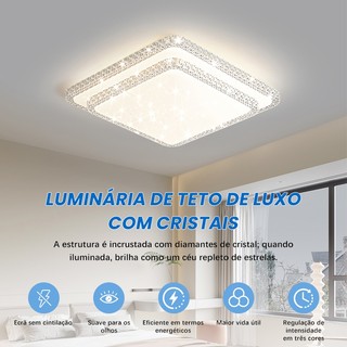Plafon 2 Andar Céu Estrelado Lustre Estrela Brilho Plástico 3 Cores Multicor 27W