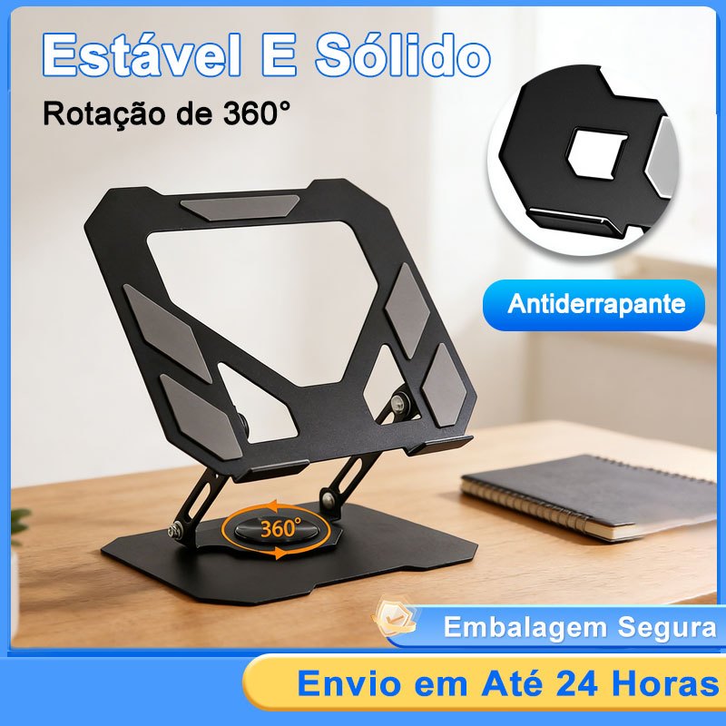 Suporte de Metal Ajustável Para Notebook Pad 10 Ate 17" Giratória de 360° Estabilizar
