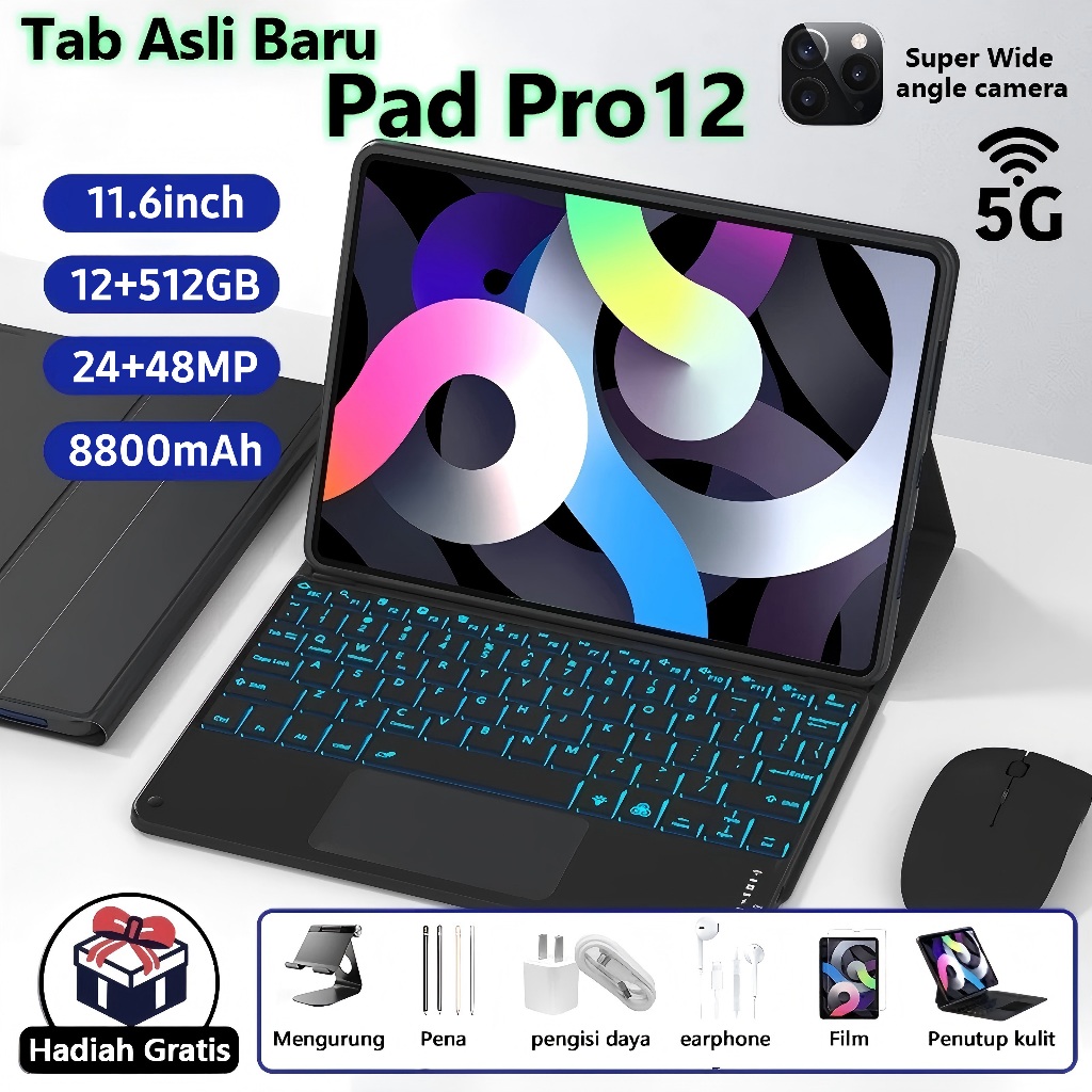【Teclado do mouse do freeware】Tablet Android Pro12 (12 GB+512 GB) 11,6 polegadas …