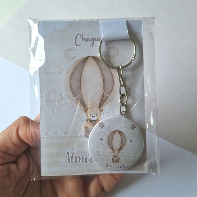 kit Lembrancinha Maternidade Ursinho Teddy Bege e Marrom Personalizado com Nome do Bebê Lembrança Nascimento