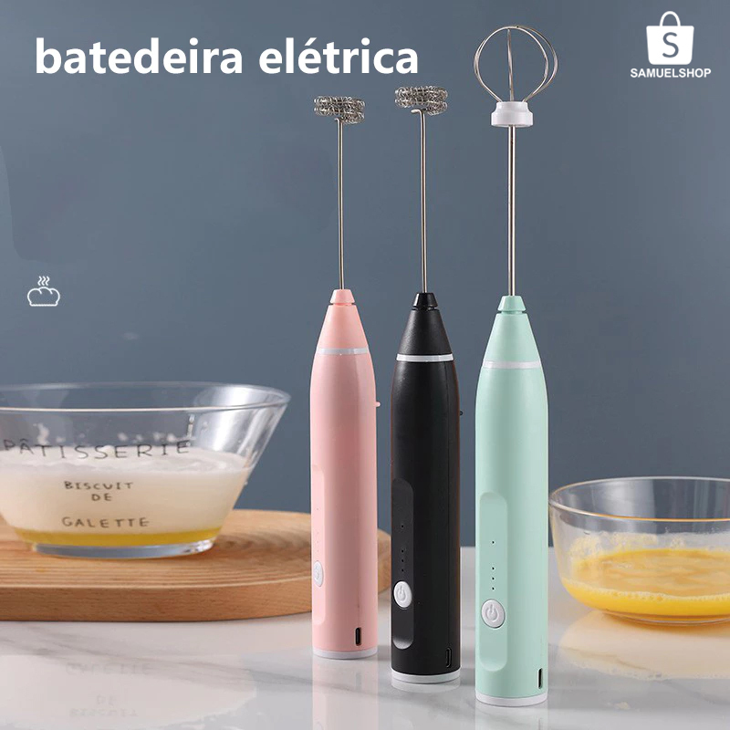 Imagem Batedor Misturador Mixer Elétrico para Bebidas Leite Café Clara de Ovo 2 em 1