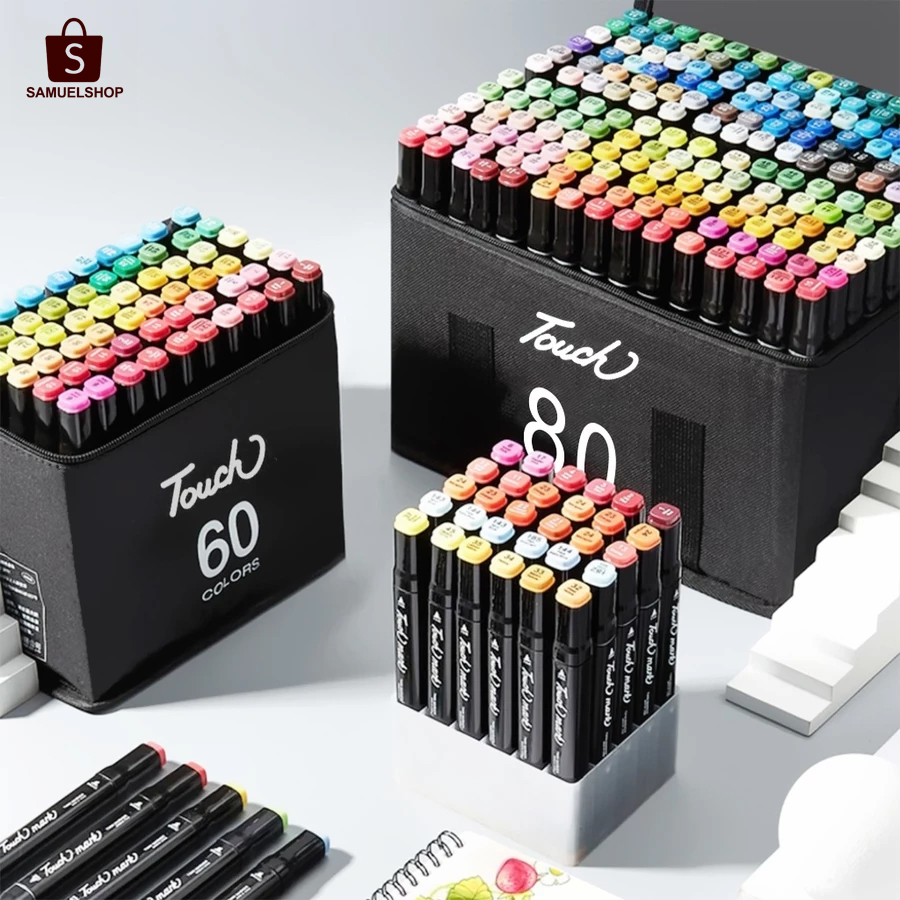 24/36/48/60/80 Cores Caneta Marcadora canetinhas coloridas Kit Com Ponta Dupla/caneta marker em Oferta na Shopee