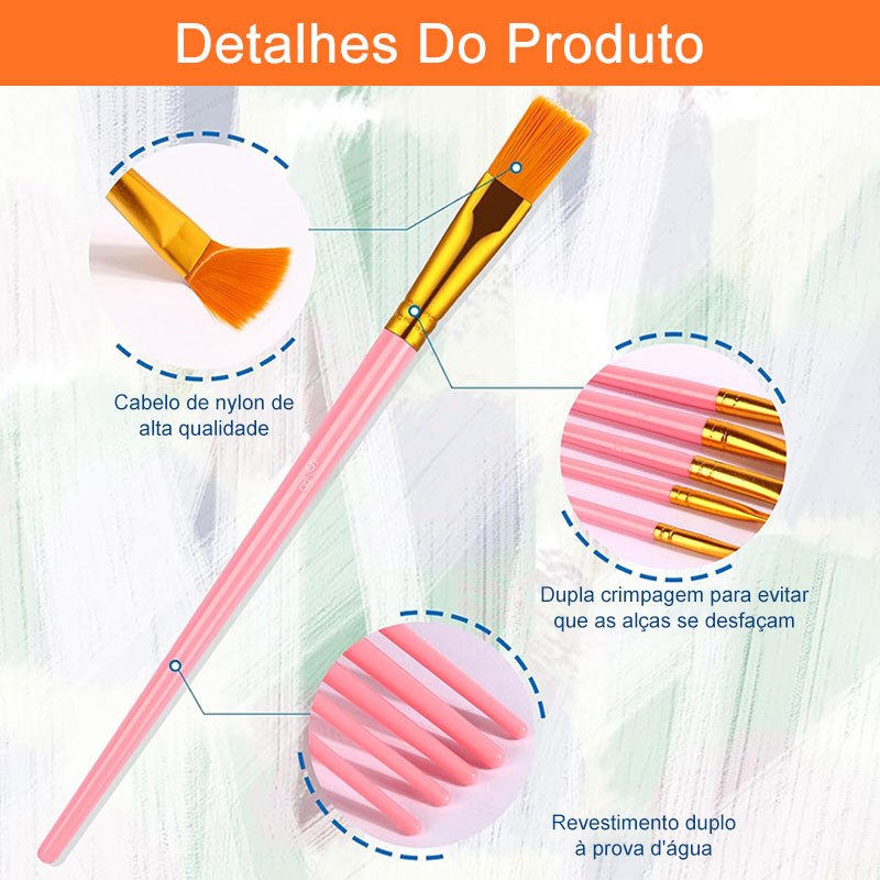 Conjunto De Pincéis De Pintura Profissional 10 Peças Para Aquarela E Pintura A Óleo Cerdas De Nylon