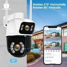 Câmera de Segurança Wi-Fi, 1080p, Rotação 360°, Rastreamento Automático, Interna e Externa