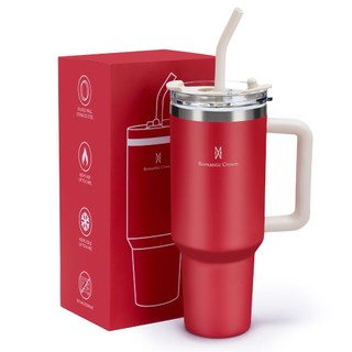 ROMANTIC CROWN Copo Térmico Inox Portátil 1200ml/600ml com Tampa e Canudo Garrafa Térmica…