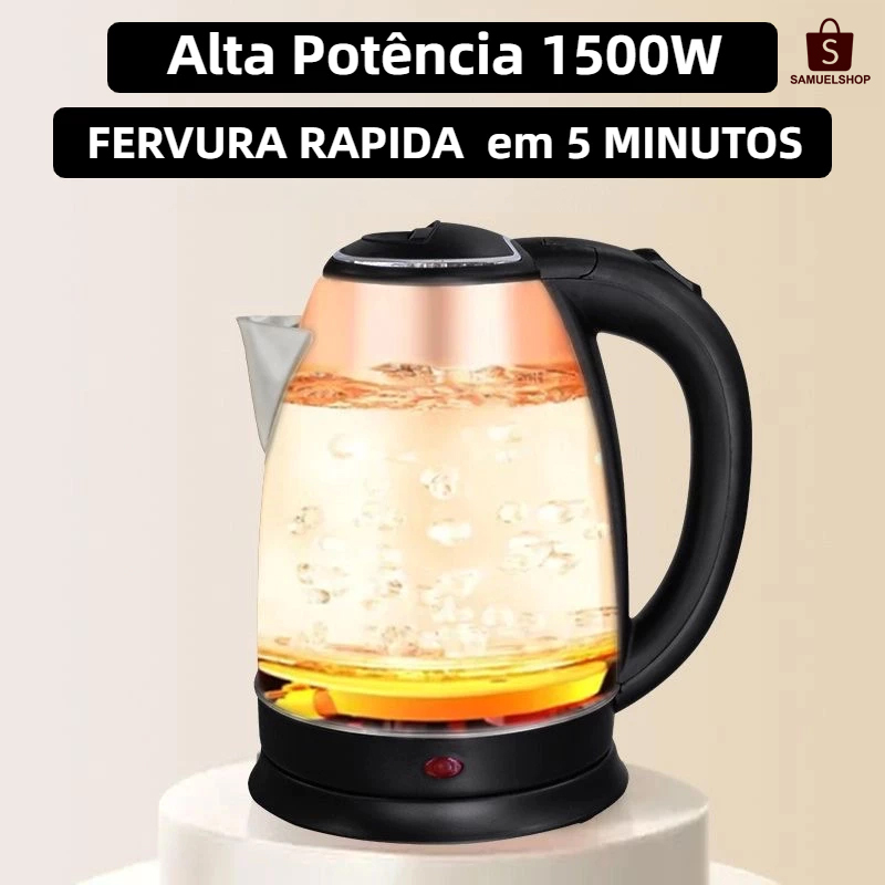 Chaleira Elétrica de Aço Inox 1.8L | Fervura Rápida | Desligamento Automático | 127V e 220V