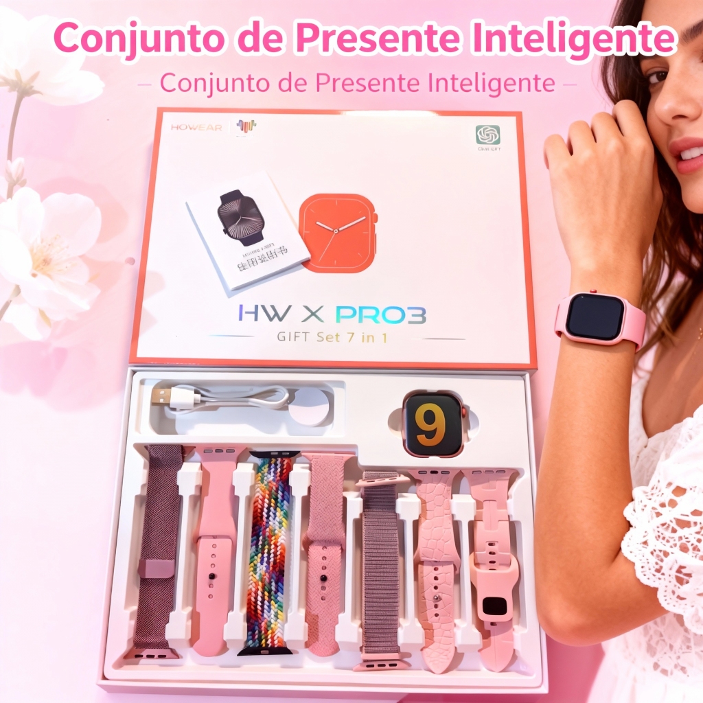 Smartwatch feminino relógio inteligente  À prova d'água digital esporte HWXPRO3 Nfc Android iOS
