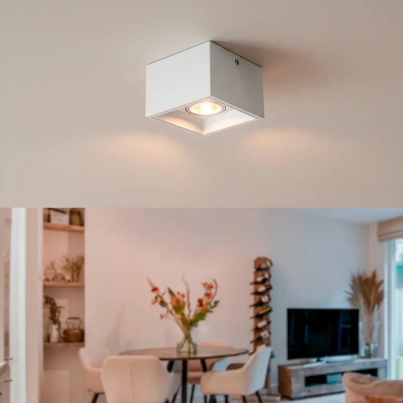 Plafon Spot Sobrepor modular Recuado de Teto Quadrado Direcionável Decoração Iluminação Casa Sala Cozinha