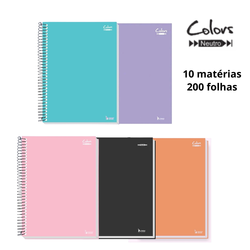 Caderno 10 Matérias 200 folhas Linha Colors Tamoio em Oferta na Shopee