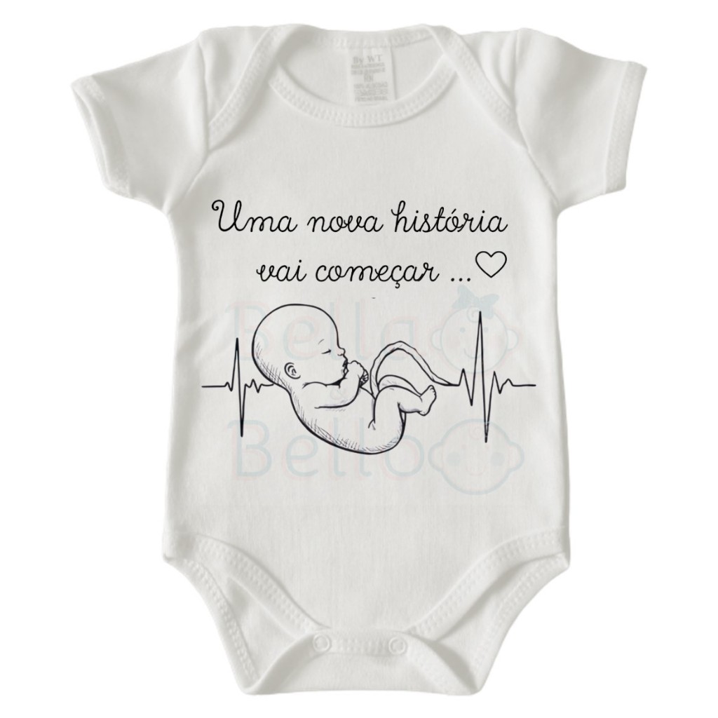 Body Bebê Infantil Personalizados( Uma nova História vai começar) em Oferta na Shopee