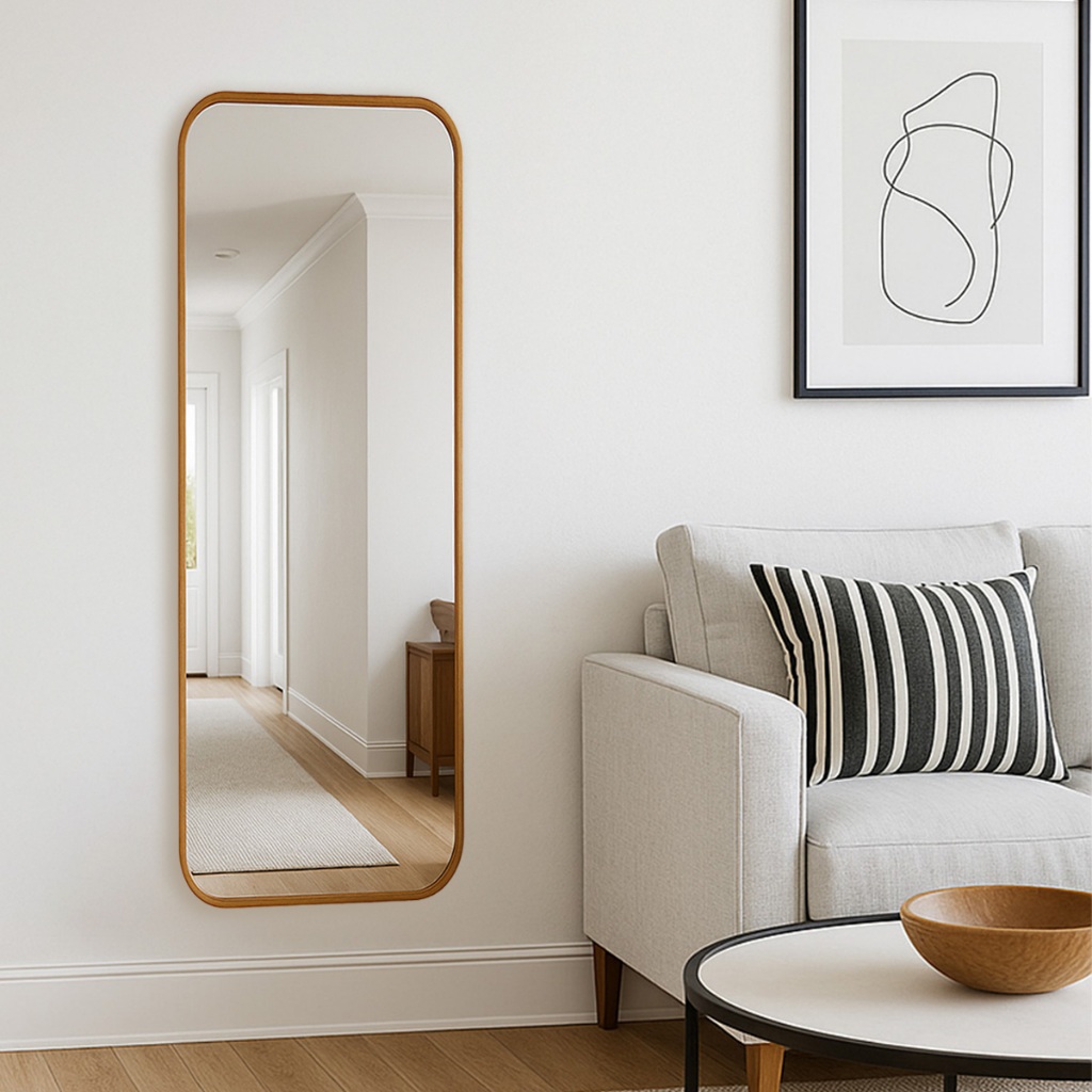 Espelho Retangular Moldura  em Couro Ecologico - Grande 110x30cm em Oferta na Shopee