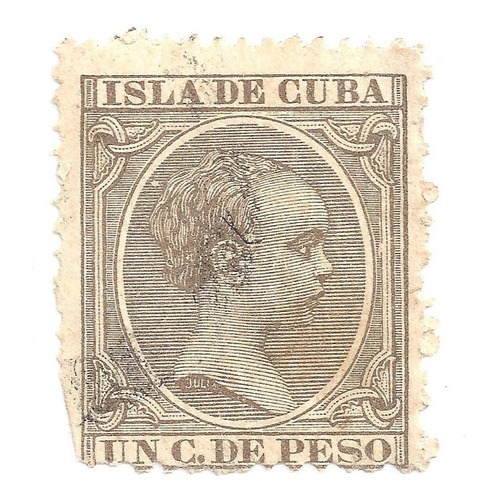 Selo Postal Antigo Cubano 1 Centavo Ano 1894 - F09
