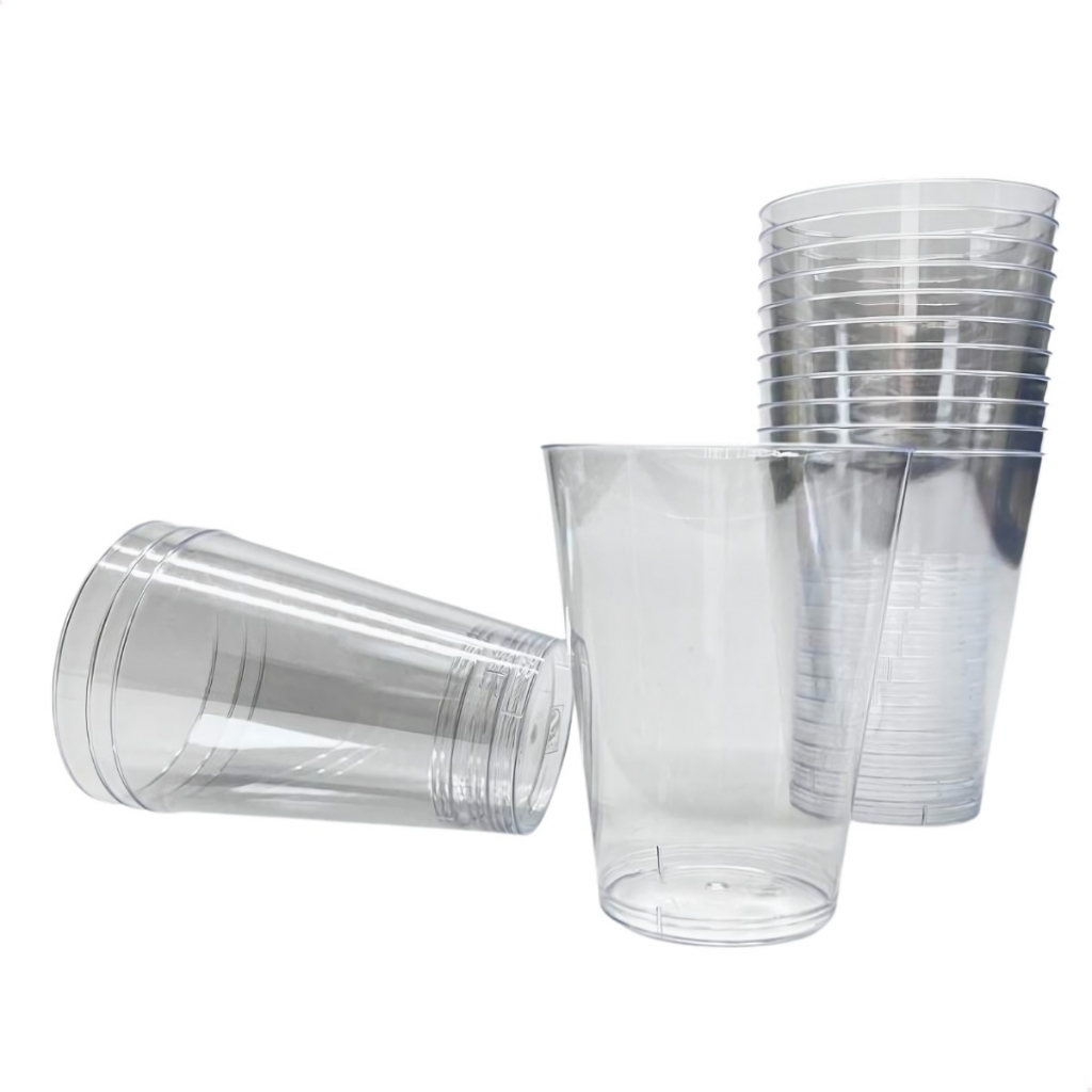 50 Copos Acrílico Resistente 300ml Reutilizável Lavável Cristal Transparente para Festas e Eventos