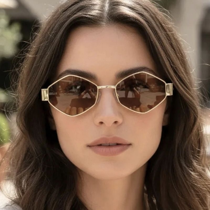 Óculos de Moda em Formato de Losango comArmação Metálica, Acessório de Praia Y2K uv 400 em Oferta na Shopee