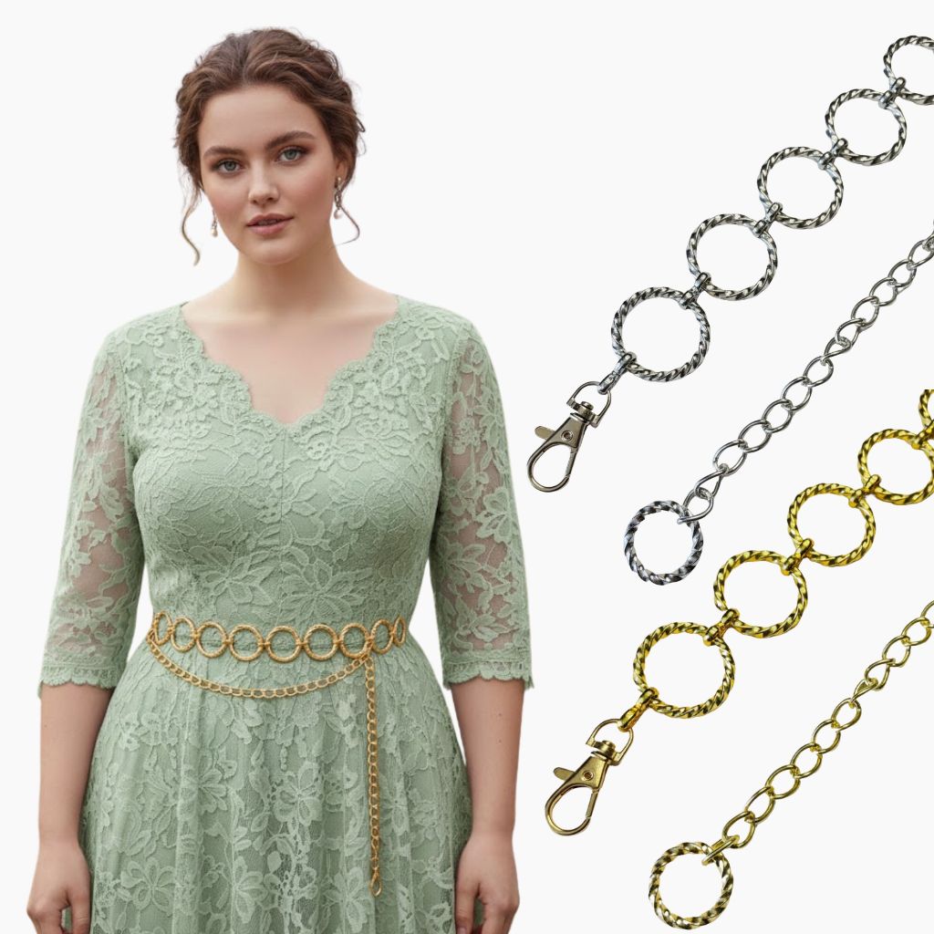 Cinto Feminino Corrente Dourada e Prata Plus Size Metal Elegante Delicado Moda Verão - Sara