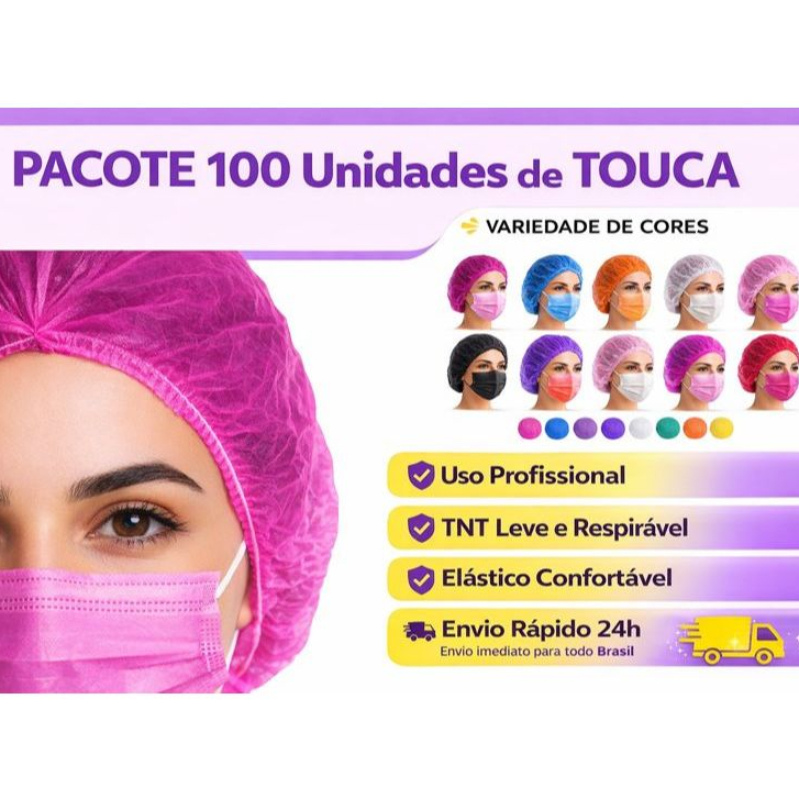 Kit 100 Toucas Descartáveis TNT Com Proteção Par Cabelo Salão, Estética & Cozinha