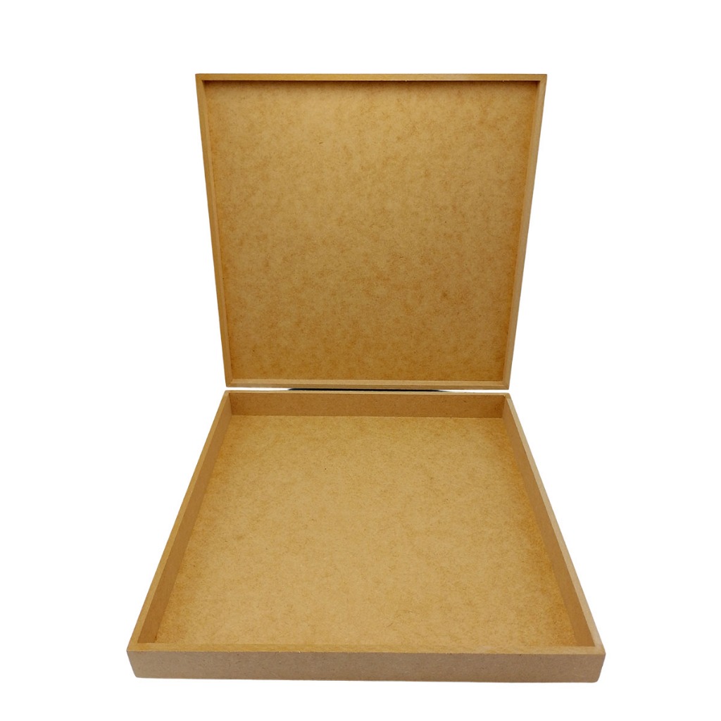 Caixa Mdf Cru 40x40x5 Sem Fecho Com Dobradiças Para Decorar Presente Montagem Cestas Acabamento Liso