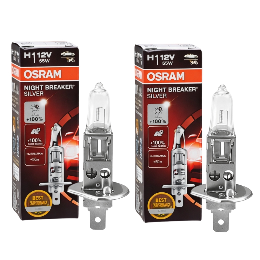 Par Lampada H1 12v Nightbreaker Silver 100% + Luz Osram