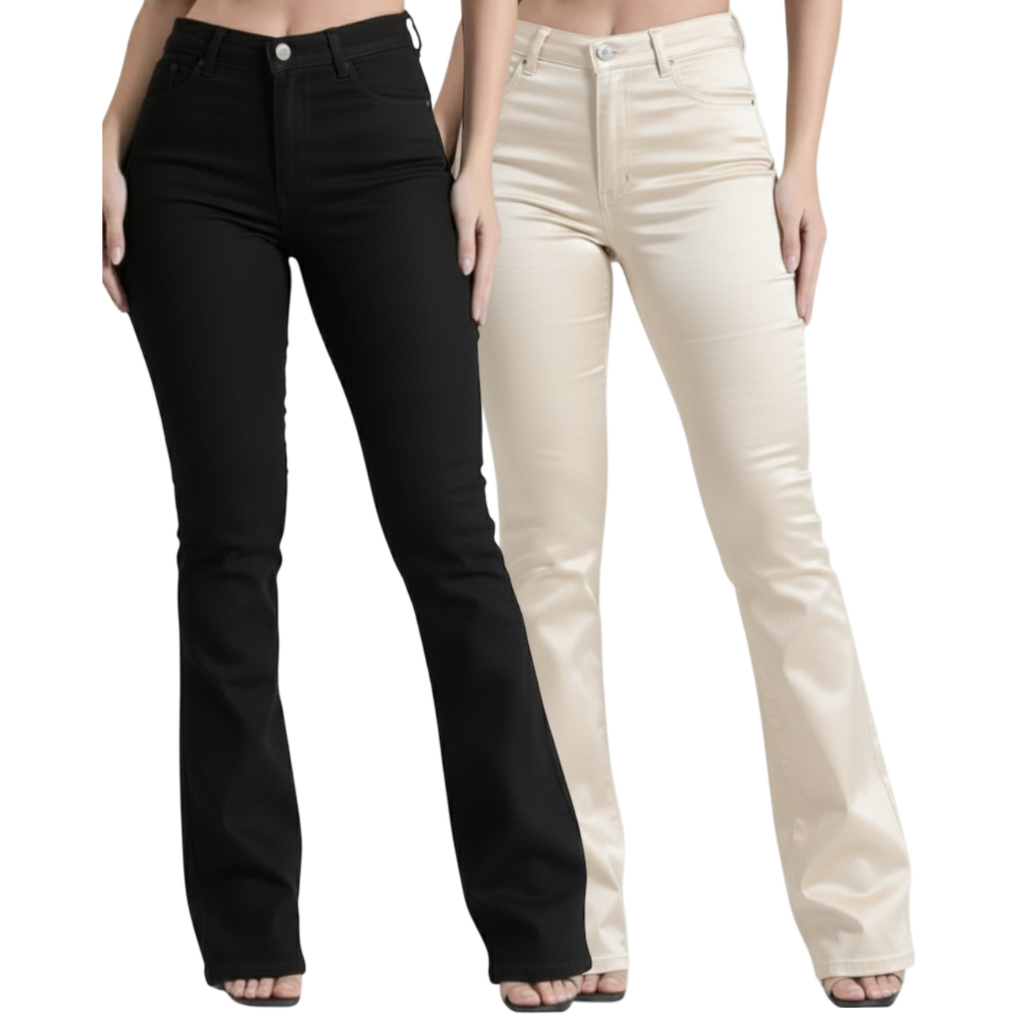 CALÇA FLARE MODA COUNTRY COM ELASTANO CINTURA ALTA JEANS PREMIUM E CONFORTÁVEL em Oferta na Shopee