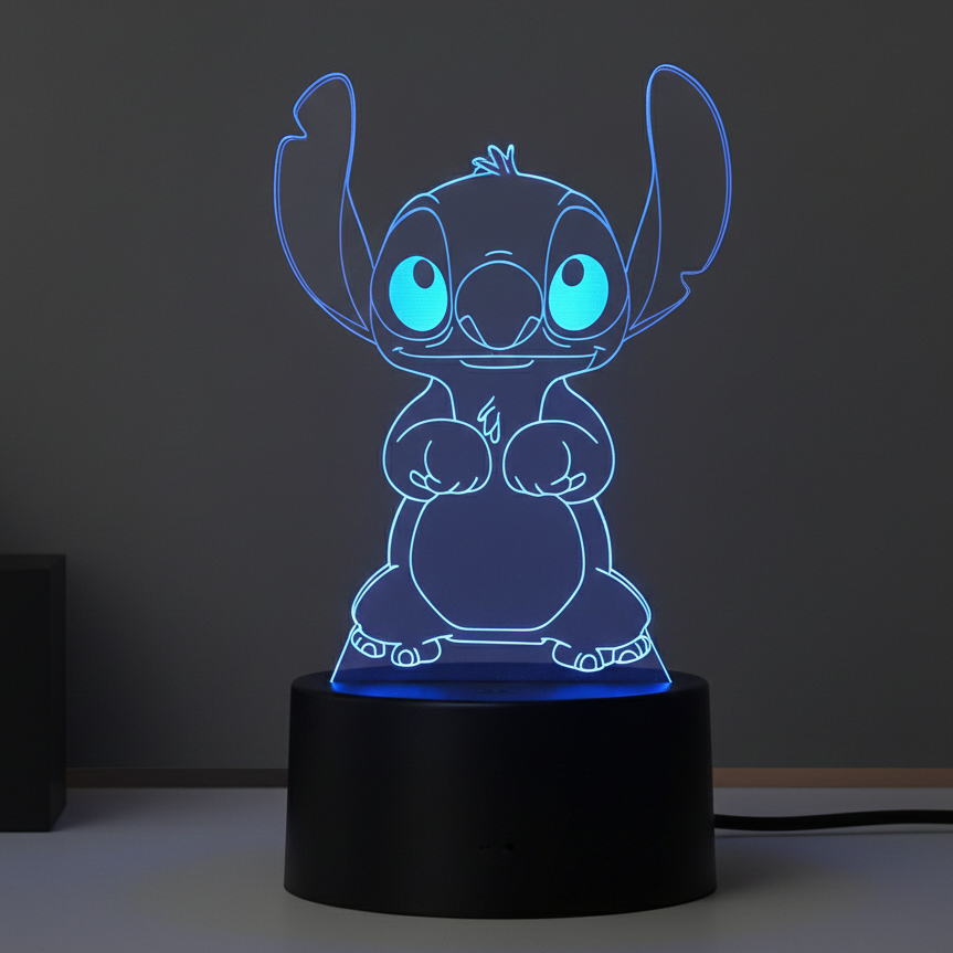 Luminária Infantil 3d Led Stitch Abajur de Mesa Luz Noturna Varias Cores Decoraçao Para Criança em Oferta na Shopee