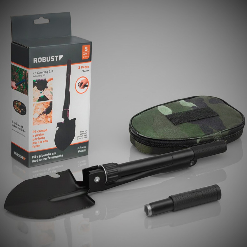 Pá Portátil Dobrável 5 Em 1 Militar De Emergência Multi - função Acampamento Robust em Oferta na Shopee