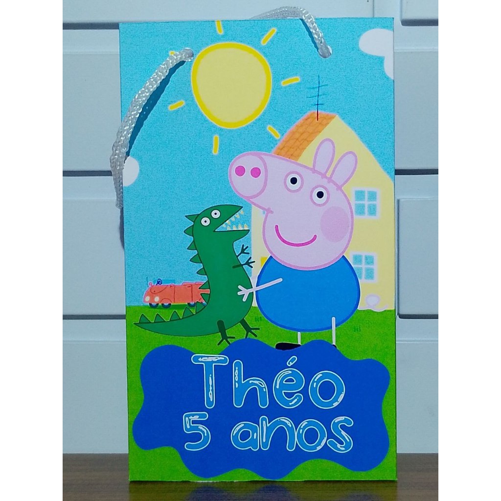 Sacolinha Personalizada George Peppa pig Aniversário Infantil Mimos e Lembrancinhas para Festa KIT PEGUE E MONTE