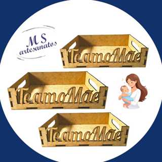 KIT BANDEJAS TE AMO MÃE DIA DAS MÃES EM MDF CRU MS ARTESANATOS em Oferta na Shopee